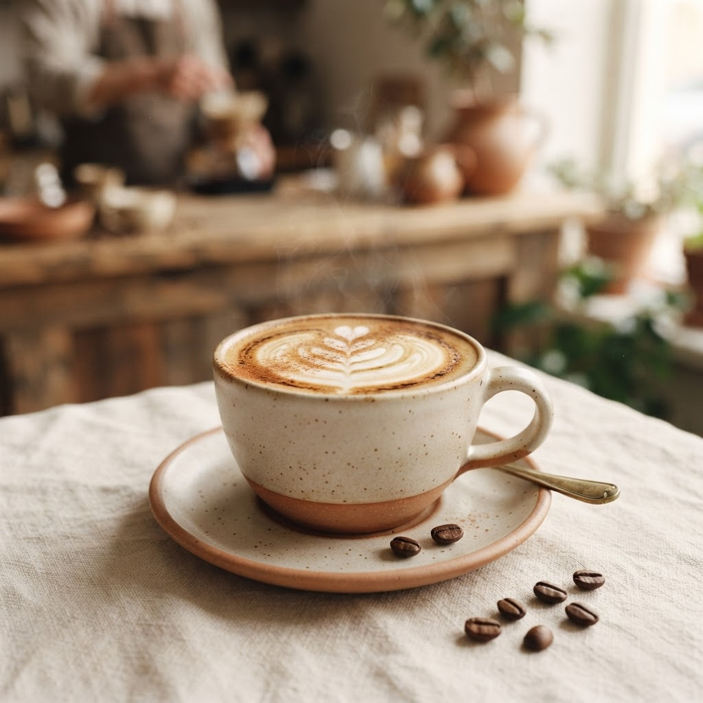 A glass cup of freshly brewed Puerto Rican coffee in warm sunlight